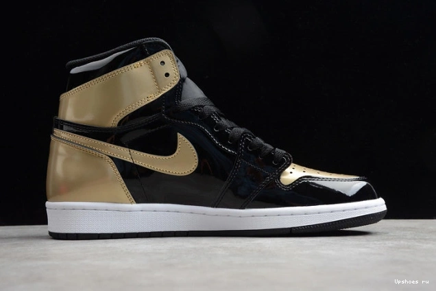 Jordan Patent Gold  High 1 Retro Toe 861428-007 NRG 1207